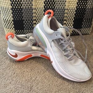 Nike Women's Light Gray and Bright Orange Sneakers